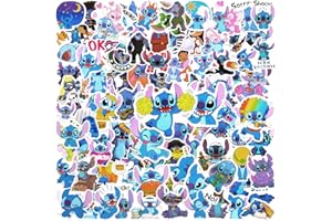 Dekewe 100 Stück Stitch Sticker Kinder, Anime Sticker Kawaii Sticker, Wasserfester Vinyl Aufkleber für Laptop Scrapbook Skateboard Motorrad, Blau