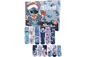 United Labels Disney Lilo & Stitch Calendario de Adviento con 12 pares de calcetines para mujer, tamaño 35-41, calendario con zapatillas y calcetines largos, calendario de Navidad regalo
