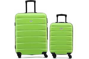 Flight Knight Set of 2 Premium Suitcases - Extra Stong Lightweight Luggage - Hardcase Suitcases with 4 Wheels & Built in Lock - (Set of 2 S+L)