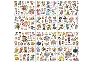 STUINMOLL 12 Blätter Tattoo Kinder Jungen Mädchen, Dog Patrol Hautfreundliche Kindertattoos, Mitgebsel Kindergeburtstag Geschenk Geburtstagsdeko, Temporäre Tattoos Geburtstagsparty Deko für Kinder