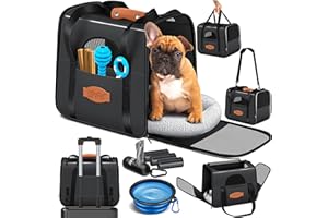 LOVPET® Torba transportowa dla psów i kotów, 2 w 1, torba transportowa dla psów i kotów, w zestawie poduszka dla zwierząt domowych + 3 rolki do worków + miska, 44 x 31 x 36 cm