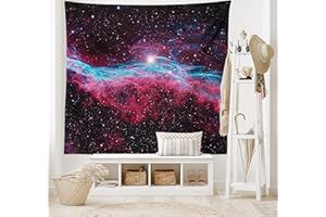 ABAKUHAUS Rose Tapisserie, Espace Extra-atmosphérique Etoiles Galaxy, Décoration Murale en Tissu pour la Chambre à Coucher Le Salon Le dortoir, 230 cm X 140 cm, Magenta et Noir