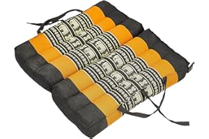 Handelsturm Thaikissen Coussin de Chaise Pliable 40 x 40 cm pour la Relaxation, la méditation ou Le Yoga (Orange avec éléphants)