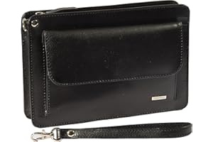 A1 FASHION GOODS Mens Leather Wrist Bag A7 Black Travel Passport Mobile Clutch Cab Money Bag