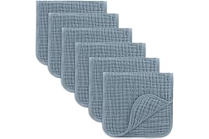 Comfy Cubs Paños de muselina para bebé, artículos esenciales para bebés, paños para eructos, cuadrados de muselina, 100% algodón, paños de mano de 6 capas extra absorbentes y suaves (azul pacífico,