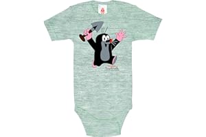 Logoshirt® Der kleine Maulwurf Babystrampler I Kleinkinder Body grau-meliert kurzärmlig I Lizenziertes Originaldesign I Baby-Body mit hochwertigem Logo-Print I Schlafstrampler 100% Baumwolle