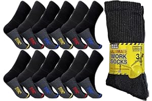 SMG® Heavy Duty Work Socks 12 Pairs Safety Boot Working Socks Reinforced Heels and Toes - Cotton Rich Cushion Support for Extra Protection Ideal for Builders, Mechanics & Outdoor Use