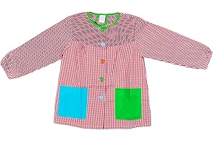 H HANSEL HOME Bata Escolar Infantil Baby Infantil de Cuadros Pequeños (Rojo, 2-3 años)