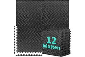 ‎BEAUTYOVO Bodenschutzmatte Fitness Set [61 x 61cm], 12/24/48 Puzzlematte, EVA Sportmatte Fitnessmatte Rutschfest, Gymnastikmatte Dicke 10mm, Bodenmatte für Fitnessgerät&Fitnessraum