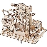 Robotime Puzzle 3D Pista per Biglie in Legno - Fortezza, Set di Pista con Meccanismo di Sollevamento, Fai-da-Te Kit di Costru
