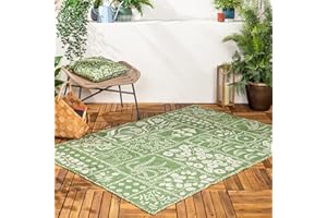furn. Forage Garden Rug – Indoor/Outdoor Floral Mushroom Peacock Washable Weather Resistant Flatweave Rug (Sage - 120x170cm)