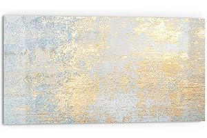 DEQORI Küchenrückwand Glas | Motiv Wand mit Gold-Struktur | 80x40 cm | Bad- oder Herd-Rückwand | Herdblende Spritzschutz für Küche & Badezimmer | moderne Deko für Fliesenspiegel
