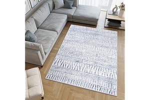 TAPISO Sky Tappeto Salotto Moderno Soggiorno Sala Camera Letto Design Astratto Vintage Etnico Puntinato Look Usato Sfumato Tonalità Grigio Crema Blu Pelo Corto 160 x 220 cm