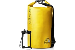 MNT10 Torba Sucha "Cliff-Bag" w 20L, 30L, 40L I Plecak Suchy na SUP, kajak, kanu I Wodoodporny worek z paskami na ramiona I Torba wodoodporna I + DARMOWA wodoodporna etui na telefon (Żółty, 30L)