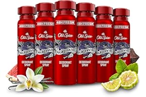Old Spice Night Panther Men’s Deodorant Body Spray ml, Aluminium Free, Long Lasting Perfume Quality Scent, 48H Fresh, Anti-White Mark and Yellow Stain,Pack of 6