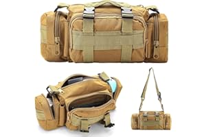 Aytop Fishing Bag, Single Shoulder Tackle Bags Tackle Storage Backpack for Carp Fishing, Outdoor Carryall Bag Large Multi-Pockets Shoulder Waist Handbag (Khaki)