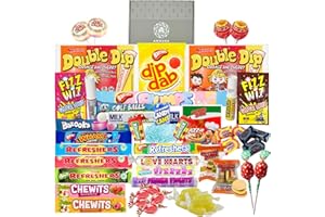 A AMOUSA Retro Sweets Gift Box-Retro Sweets Hamper with 50x British Sweets For Kids & Adults | Sweets Gifts | Sweet Hamper | Old School Sweets Gift Box