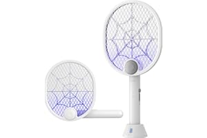 Buzbug Fly Zapper, Type-C Rechargeable Fly Killer with Charging Base, Foldable Bug Zapper for Indoor and Outdoor, Mosquito Swatter with Blue-Purple Working Light