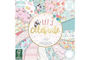 Trimcraft Lets Celebrate Premium Paper 6" x 6" / 15.2 x 15.2 cm, (64 Sheet Pad, 200gsm Heavyweight Cardstock, Acid & Lignin Free, Soy Inks, FSC), 6x6