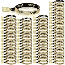 100 Stuks VIP-stoffen Polsbandjes – Zwart Met Goud, Instelbare Sluiting, Voor Feesten En Evenementen