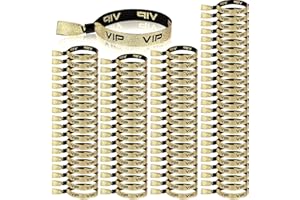 Aoriher 100 Braccialetti VIP in Tessuto Cinturini da Polso VIP d'Ingresso Fasce VIP per Eventi Bracciali VIP di Identificazione con Chiusura per Divertimenti Concerti Compleanni Matrimoni(Dorato)