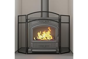 Kingson Protector de Chimenea Negro 96,5x61cm Protección de Seguridad para Quemadores de Madera, Quemadores de Troncos y Fuegos Abiertos para la Seguridad de Bebés y Mascotas