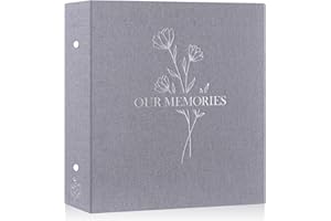 Lanpn Lino Album de Fotos 10x15 600, OUR MEMORIES Tapa Dura Grande Album para Photos Bolsillos Verticales Horizontal Gris