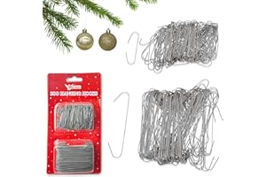 SRV Hub 200Pcs Silver Hanging Hooks for Christmas Decorations, Tree Baubles Metal Hooks for Christmas Tree Home Kitchen Party Decorations, Assorted Sizes