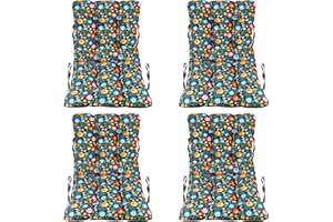 Superkissen24. Sun Lounger Cushion Seat Pad - Set of 4 Cushions 48x96 cm - Seat cover for Sunbeds, Garden Chairs, Loungers, Seatings - Outdoor/Indoor Relaxer Chair Pillow - Waterproof - Folk