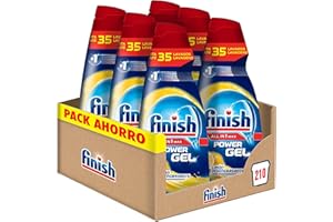 Finish All in 1 Max Power Gel Limón Desengrasante Detergente Gel para el Lavavajilla, 7 unidades - 210 lavados