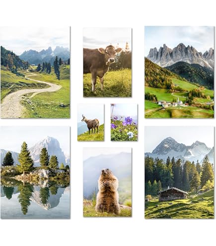 Martin Kench Lot de 3 posters de qualité supérieure - Motif lac esthétique - Forêt et fleurs - Images murales modernes - Pour salon, chambre à coucher - Sans cadre - C