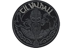 EXPRESS-STICKEREI Écusson Thermocollant Patch Viking Guerrier | Allvater Odin Göttervater "Til Valhall" Valhalla Autocollant/Appliqué à Coudre ou à Repasser pour tous les tissus | 80x80mm