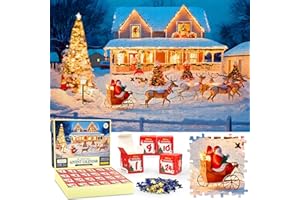 LUPXIU Calendrier de L'avent 2024, Puzzle de calendrier de l'Avent Enfant, 1008 pièces 24 boîtes de puzzles pour compte à rebours de Noël, jouets, cadeau d'anniversaire pour adultes et enfants, Femme
