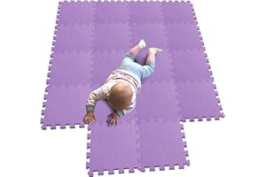 MQIAOHAM Esterilla Puzzle de Fitness-18 losas de EVA Espuma Alfombrilla Protectora Protección para el Suelo para máquinas de Deporte y gimnasios sobre el Piso Fácil de Limpiar Morado 111