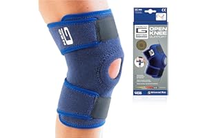 Neo-G Genouillère Ouverte - Soutien du Genou Contre l’Arthrite, les Douleurs Articulaires et du Ménisque, Récupération Sportive, Compression Réglable, Dispositif Médical Classe 1, Taille Unique, Bleu