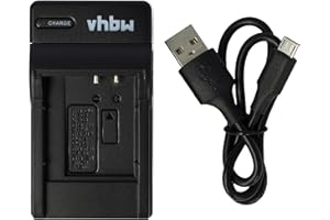 vhbw USB Ladegerät kompatibel mit Ricoh CX3, CX4, CX5, CX6, PX, WG-20, WG-30, WG-30W, WG-4, WG-4 GPS Kamera Camcorder Action Cam-Akku