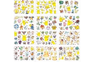 TRUSTKK 12 Arkuszy Pocket Monster Dzieci Tymczasowe Tatuaże, 200+ Wodoodporne Dzieci Tatuaż Przyjazny Dla Skóry Naklejki