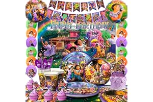 FRUITFUL PARTY Cartoon Geburtstagsdeko,114pcs Cartoon Partygeschirr&Decorations Set-Cartoon Geburtstag Teller Pappbecher Servietten Tischdecke Luftballons Tortendeko Hintergrund etc Cartoon Partyzubehör für Mädchen