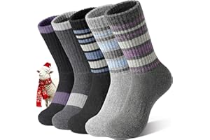 SIMIYA 5 Pairs Merino Wool Socks Womens Thermal Socks Winter Breathable Thick Hiking Walking Sock Cozy Cushion Warm Sock