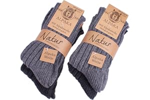 BRUBAKER 4 Pary Skarpet z Alpaki Wykonane w z Wełny Alpaki - Zestaw Zimowy dla Kobiet i Mężczyzn