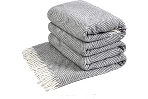 LYHome Merino Decke - Kuscheldecke Tagesdecke Sofa Wolldecke, Blanket Überwurfdecke Sofadecke Wohndecke, Flauschige Couchdecke Merinodecke, Flauschig Warm Plaid (140x200 cm | Grau mit Weiß Rauten)