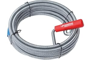 Rothenberger Cavo per la pulizia degli scarichi industriali 5 m, in acciaio per molle, Ø spirale: 9 mm, con trapano di ritorno e manovella, Tubi in plastica, ghisa o gres, 072984E