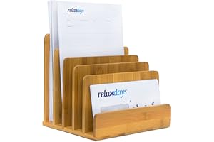 ‎RELAXDAYS Relaxdays Bambusowy stojak na dokumenty, wys. x szer. x gł.: ok. 23 x 24,5 x 20,5 cm
