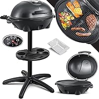 KESSER® Barbecue elettrico 2in1, grill da tavolo con supporto per coperchio | termometro max. 2400 watt | rivestimento antiad
