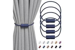 Pretty Jolly Magnetische Vorhang-Raffhalter, 40,6 cm, handgefertigt, gewebtes Seil, Vorhanghalter, praktische dekorative Raffhalter für Zuhause und Büro, Fenstervorhänge (Dunkelblau)