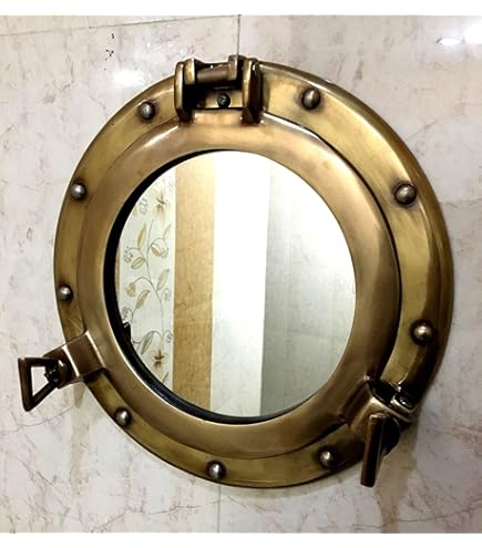 Nautical Collection Store Vintage stijl 43,2 cm Porthole ronde kust muur opknoping zilveren poedercoating spiegel Porthole huis decoratieve