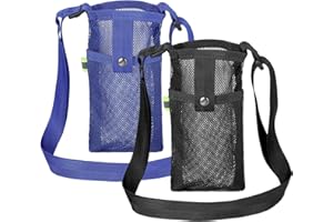 Chutoral 2 Pcs Water Bottle Carrier Bag, Mesh Water Bottle Pouch Water Bottle Holder with Adjustable Strap Nylon Water Bottle Sling Outdoor Accessories for Walking Hiking Travelling Camping
