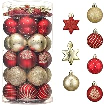 Lot De 70 Boules De Noël En Plastique – Thème Forêt (bronze-vert) – Avec Crochet De Suspension – Décoration Sapin Durable