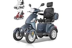 ‎ZVGREEN ZVGREEN-XL-M500S25-Elektromobil-Mobilitätsroller mit 4 Rädern-Seniorenmobil-Kapitänssitz-3 Geschwindigkeiten-geräumiger Stauraum-Straßenzulassung-Matt-schwarz