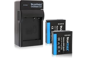 Blumax 2X Akku 700mah 7.2V 5Wh + Ladegerät Netzteil ersetzt Panasonic DMW-BLH7 / DMW-BLH7E / DMW-BLH7PP kompatibel mit Lumix DMC-GM1 / DMC-GM5 / DMC-GF7
